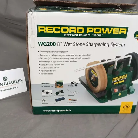 BOXED RECORD POWER WG200 8" WET STONE SHARPENING SYSTEM