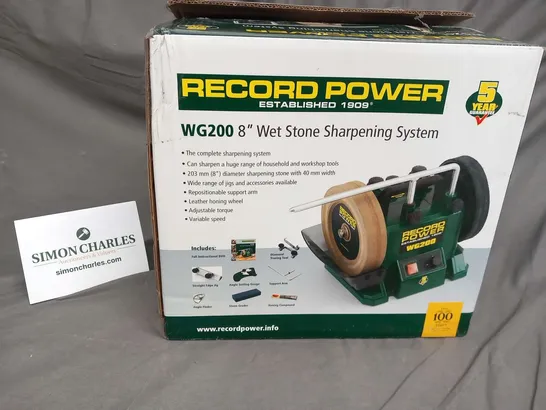 BOXED RECORD POWER WG200 8" WET STONE SHARPENING SYSTEM