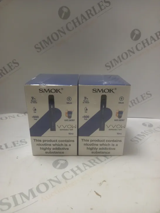 2 BOXED & SEALED (10 DISPOSABLES PER BOX) SMOK VWOW DISPOSABLE VAPES - VAPE ENERGY 