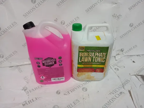 2 ASSORTED LIQUID ITEMS TO INCLUDE MOTORCYCLE CLEANER, LAWN TONIC - COLLECTION ONLY