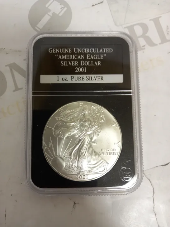 UNCIRCULATED AMERICAN EAGLE SILVER DOLLAR 2001 1OZ PURE SILVER