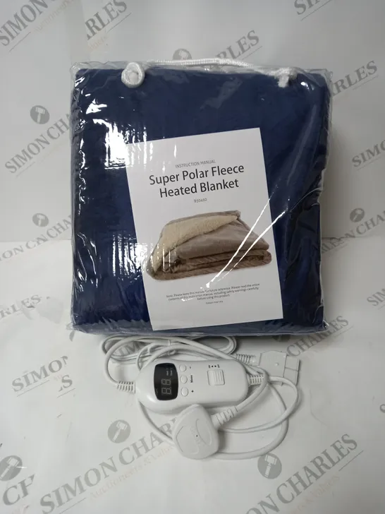 BOXED SUPER POLAR FLEECE 160 X 120CM ELECTRIC BLANKET IN NAVY BLUE 