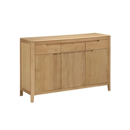 BOXED REMI 120CM WIDE 3 DRAWER OAK SOLID WOOD SIDEBOARD UNIT (1 BOX)