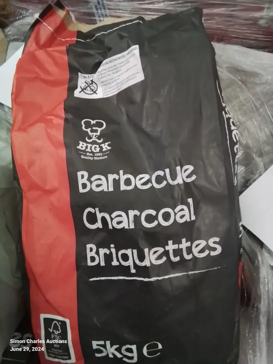 A PALLET TO CONTAIN APPROXIMATELY 55 X 5KG BAGS OF BIG K BARBECUE CHARCOAL BRIQUETTES 