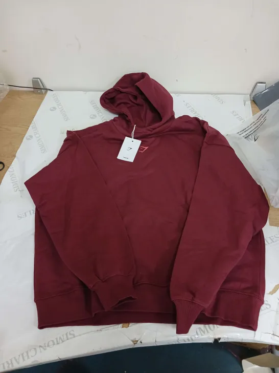 GYMSHARK IRONWORKS OVERSIZE HOODIE BURGANDY SIZE S 