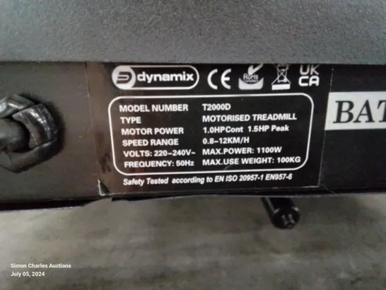 DYNAMIX T2000D MOTORISED TREADMILL 