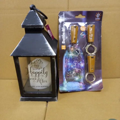 PERSONALISED HAPPILY EVER AFTER LANTERN AND EUREKA BOTTLE IT FAIRY LIGHTS