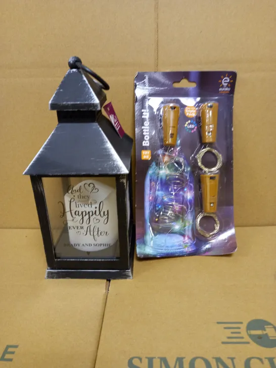 PERSONALISED HAPPILY EVER AFTER LANTERN AND EUREKA BOTTLE IT FAIRY LIGHTS RRP £24.99