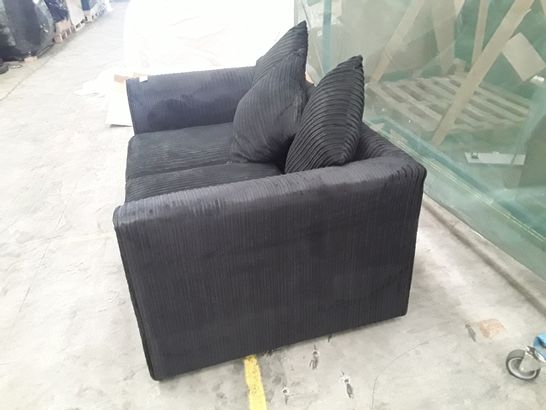 DESIGNER DARK NAVY LINED FABRIC TWO SEATER SOFA 