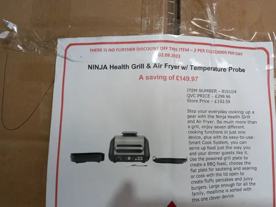 NINJA FOODI MAX PRO HEALTH GRILL & AIR FRYER AG651UK