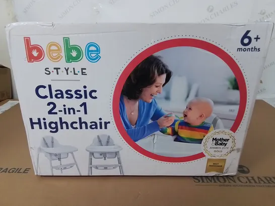 BRAND NEW BOXED BEBE STYLE CLASSIC 2-IN-1 HIGHCHAIR