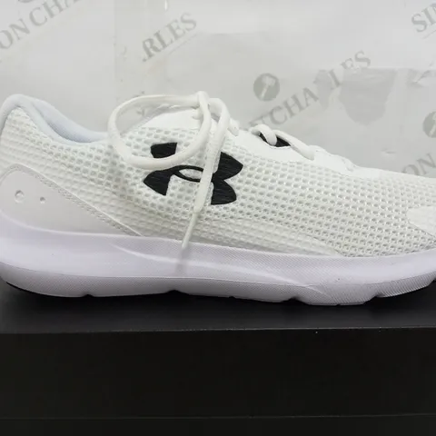 BOXED PAIR OF UNDER ARMOUR UA SURGE 3 TRAINERS IN WHITE - UK 11