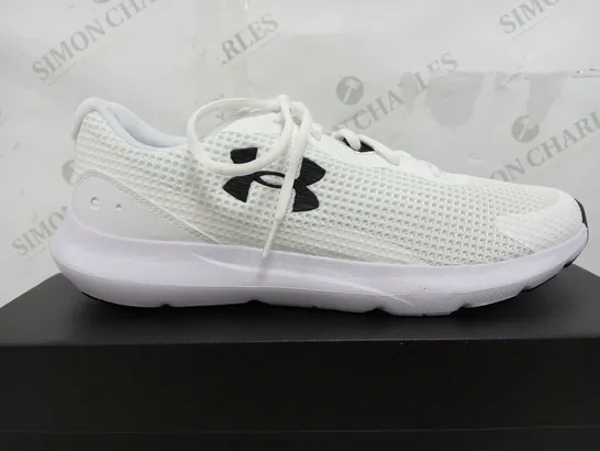 BOXED PAIR OF UNDER ARMOUR UA SURGE 3 TRAINERS IN WHITE - UK 11