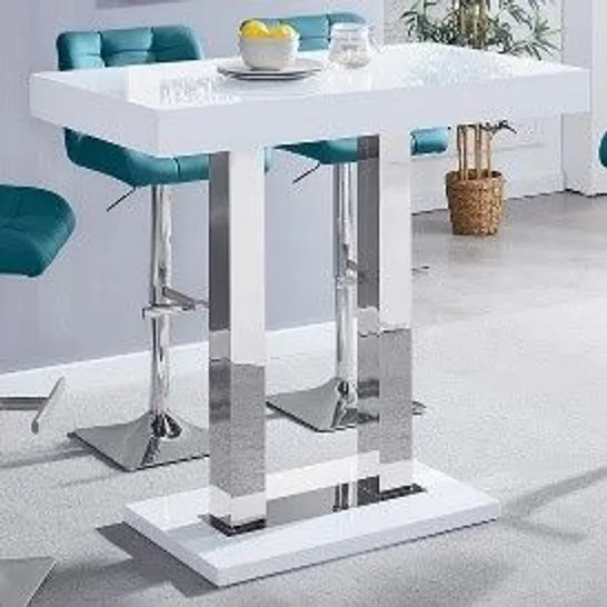 BOXED BRAND NEW CAPRICE HIGH GLOSS BAR TABLE RECTANGULAR IN WHITE 110×120×70CM (2 BOXES)