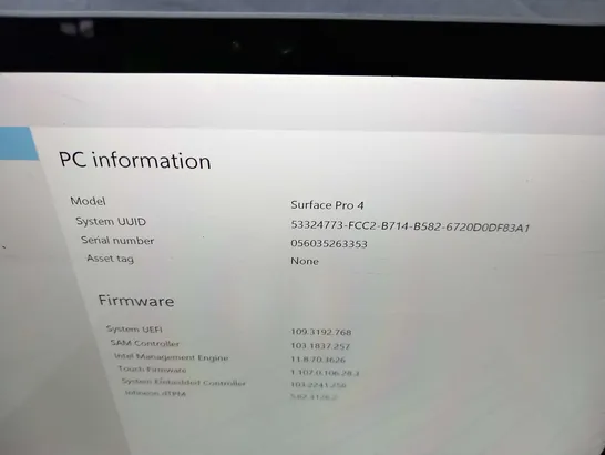 MICROSOFT SURFACE PRO 4 128GB