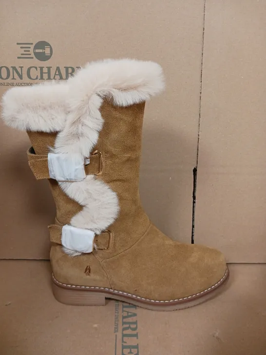 HUSH PUPPIES WIDE FITTING MEGAN CALF BOOT - TAN - SIZE 5 RRP £50.99