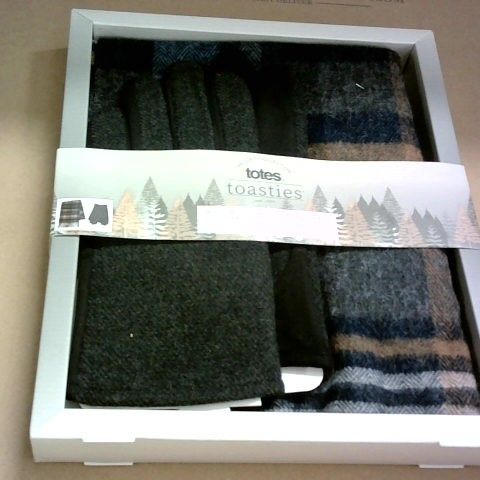 TOTES TOASTIE WOOL BLEND WOVEN SCARF AND GLOVES SET