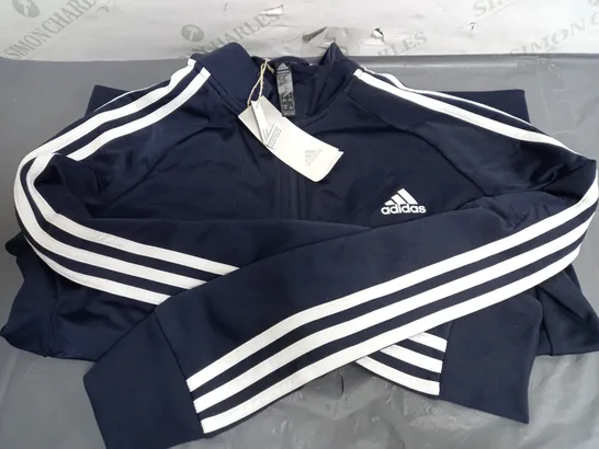 ADIDAS BLUE 3 STRIPE LOGO JACKET - SIZE LARGE 