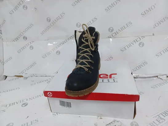 BOXED RIEKER BLUE CUFFED HIKING BOOTS- SIZE 6.5