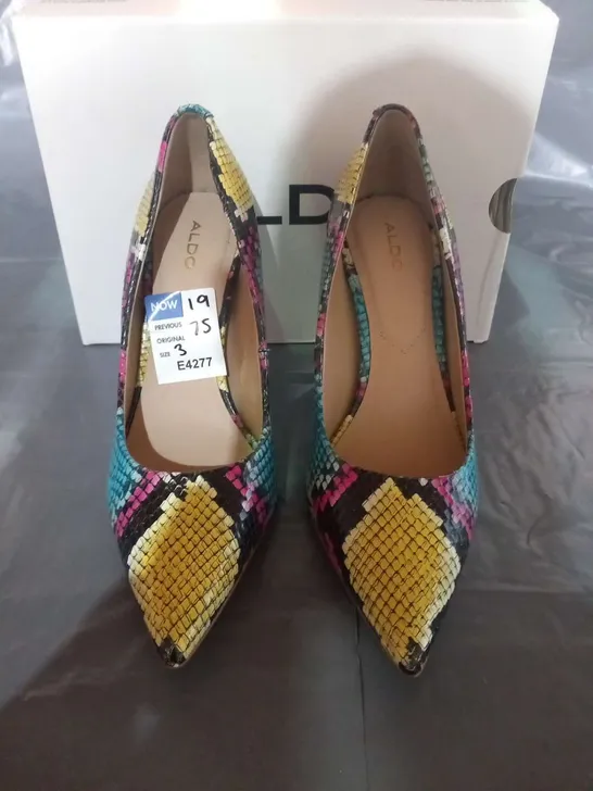 BOXED ALDO SOPHY MULTI LEATHER LADIES SIZE 3