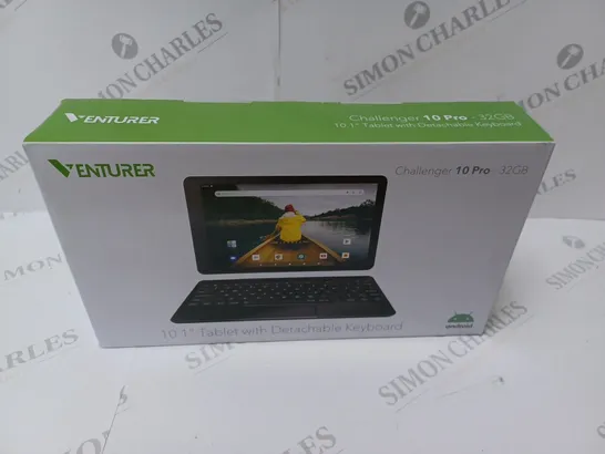 BRAND NEW BOXED VENTURER CHALLENGER 10 PRO 10.1" ANDROID TABLET WITH DETACHABLE KEYBOARD - BLACK 32GB