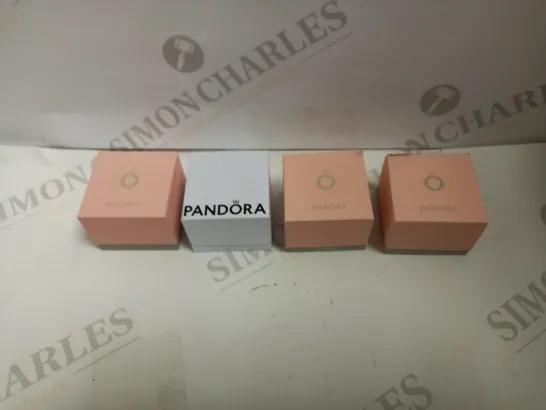 LOT TO CONTAIN 4 X PANDORA PRODUCTS, INCLUDES 1 X SET OF EARRINGS & 3 X CHARMS 