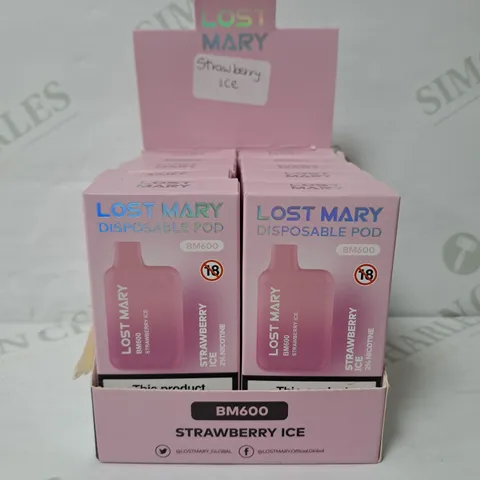 BOX OF 10 LOST MARY DISPOSABLE POD STRAWBERRY ICE