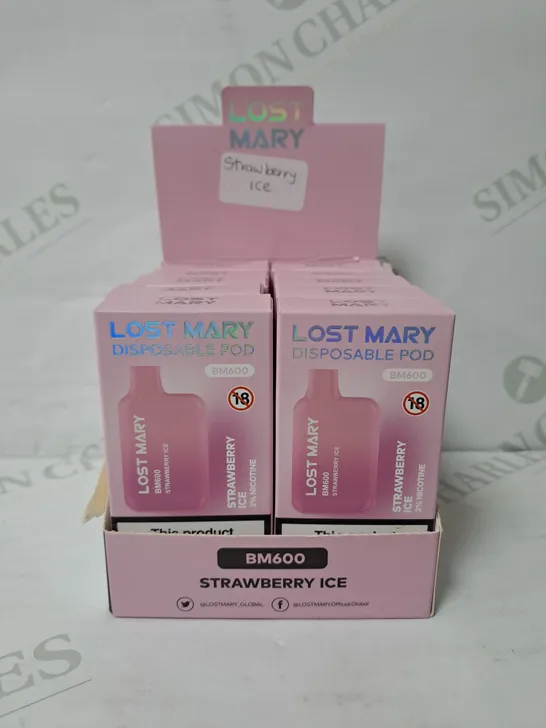 BOX OF 10 LOST MARY DISPOSABLE POD STRAWBERRY ICE
