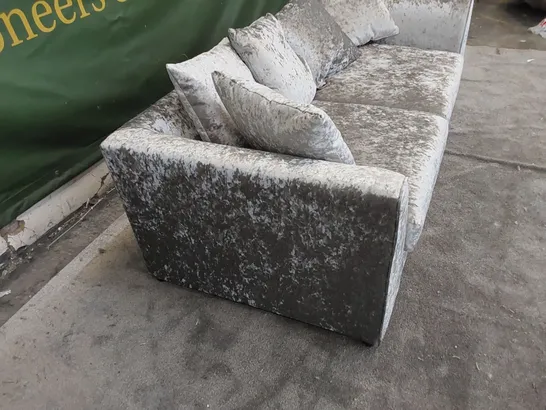 DESIGNER 3-SEATER CRUSHED VELVET SILVER SOFA