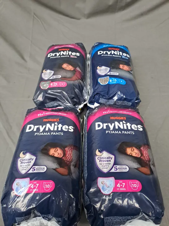 LOT OF 4 ASSORTED DRYNITES PYJAMA PANTS IN VARIOUS SIZES