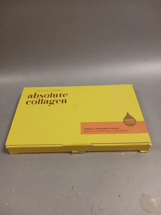 BOXED MAXINE LACEBY ABSOLUTE COLLAGEN ORAL SUPPLEMENT - 14 X 10ML SACHETS - MANGO & MANDARIN 