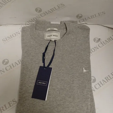 JACK WILLS CREW JUMPER - GREY - MEDIUM. 