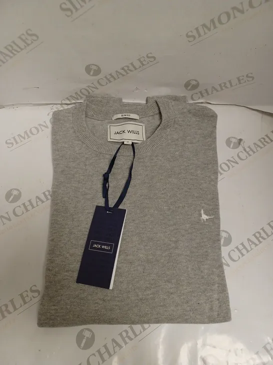 JACK WILLS CREW JUMPER - GREY - MEDIUM. 