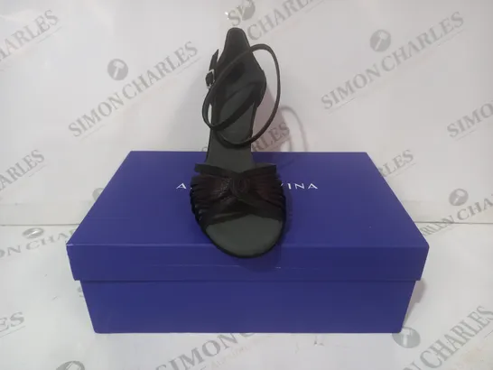 BOXED PAIR OF ANITA FLAVINA VERONA OPEN TOE HEELED SANDALS IN BLACK EU SIZE 37