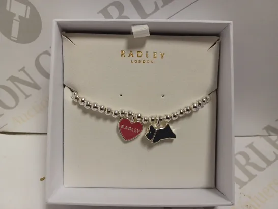 RADLEY LONDON SILVER EFFECT BRACELET WITH DOG AND HEART CHARM