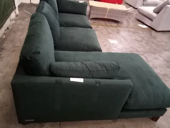 QUALITY THE LOUNGE CO DESIGNER DBL CHAISE SOFA - GREEN FABRIC