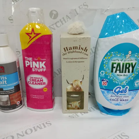 BOX OF APPROXIMATELY 15 ASSORTED ITEMS TO INCLUDE - FAIRY LIQUID, PINK STUFF, HAMISH DIFFUSER ETC