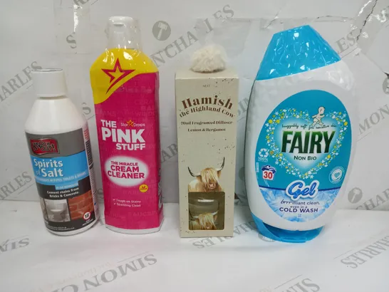 BOX OF APPROXIMATELY 15 ASSORTED ITEMS TO INCLUDE - FAIRY LIQUID, PINK STUFF, HAMISH DIFFUSER ETC