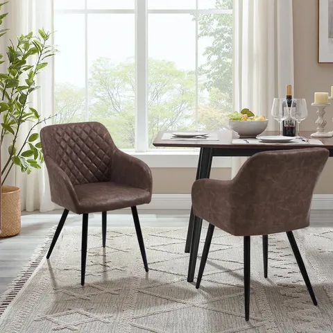 BOXED SET OF TWO MOREE PU LEATHER DINING CHAIRS