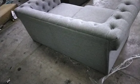 DESIGNER LIGHT GREY FABRIC CHESTERFIELD STYLE 2 SEATER SOFA