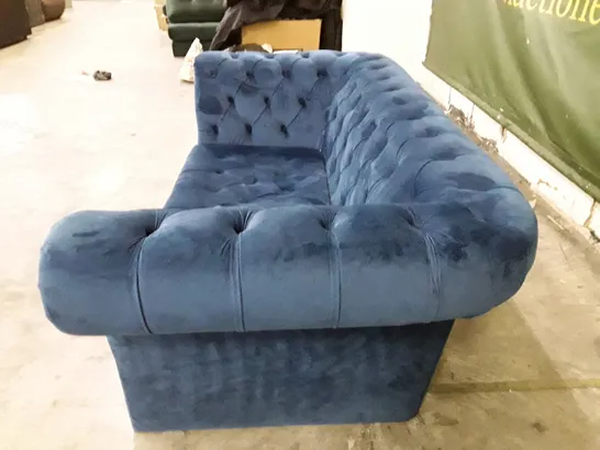 QUALITY DESIGNER BENNER 172CM VELVET SCROLL ARM BENNERFIELD LOVESEAT - DARK BLUE FABRIC