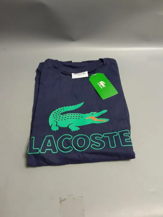 NEW LACOSTE MENS T-SHIRT AND SHORTS SET NAVY BLUE L