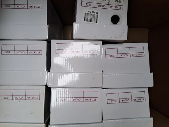 BOX OF APPROXIMATELY 10 ASSORTED PAIRS OF SHOES IN VARIOUS COLOURS, STYLES, AND SIZES