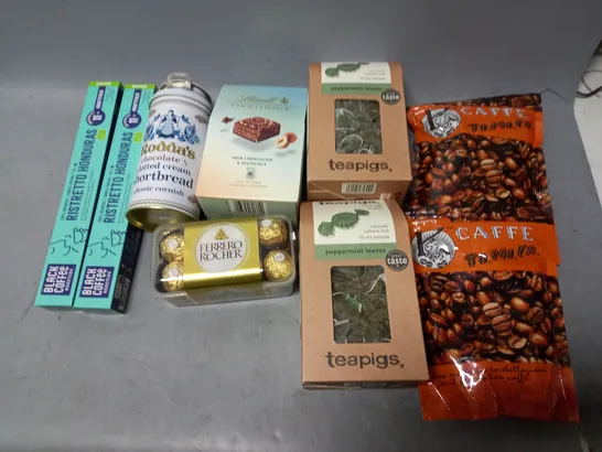 LOT OF APPROXMATELY 8 ITEMS TO INCLUDE  - LINDT CHOCO WAFER, TEAPIGS PEPPER,INT LEAVES, AND FERRERO ROCHER ETC. 