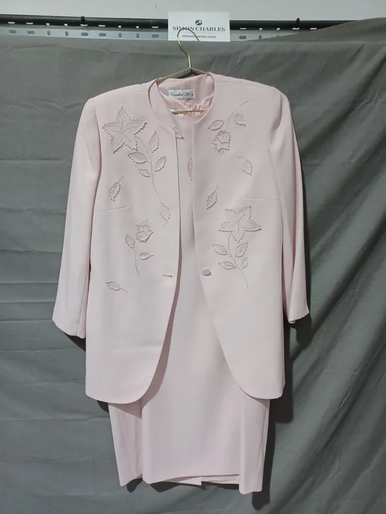 CONDICI JET TWO PIECE JACKET & DRESS IN FLORAL PINK - SIZE 16