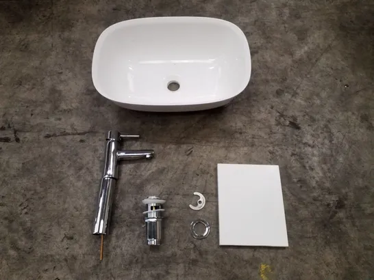 BRAND NEW WHITE BASIN WITH TAP 46×32CM