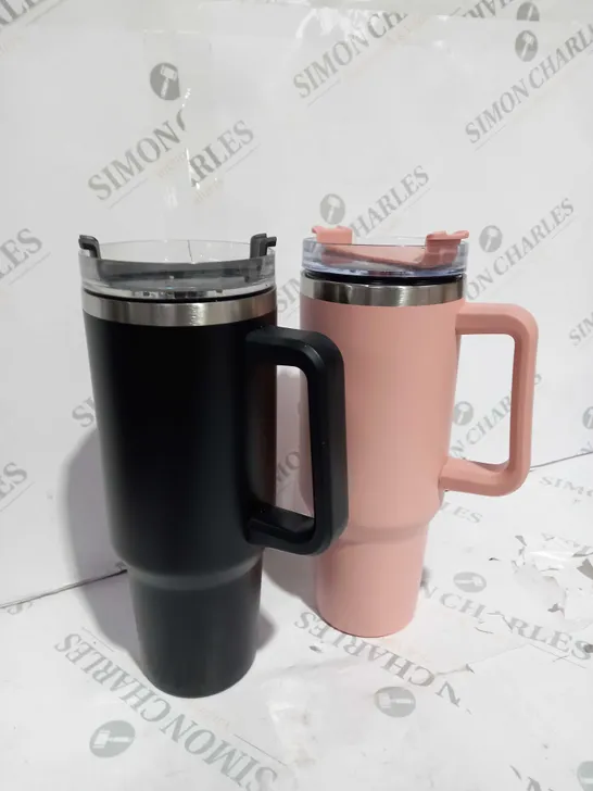 2 X LARGE COFFEE FLASK PINK & BLACK 