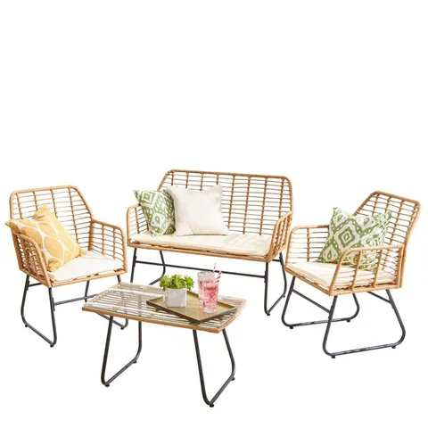 BOXED NEO 4 SEATER CREAM BAMBOO GARDEN SET (1 BOX)