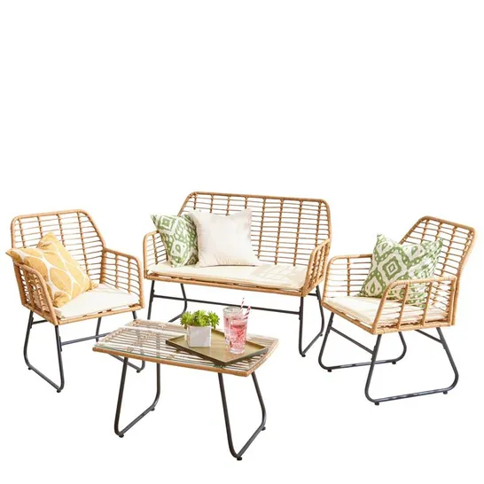 BOXED NEO 4 SEATER CREAM BAMBOO GARDEN SET (1 BOX)