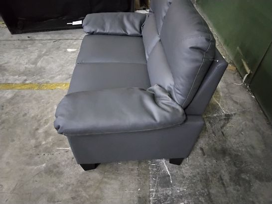 DESIGNER GREY LEATHER 2-SEATER SOFA